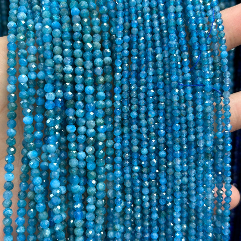 Blue Apatite Faceted Beads  2mm 3mm 4mm 6mm 15''