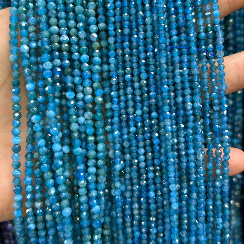 Blue Apatite Faceted Beads  2mm 3mm 4mm 6mm 15''