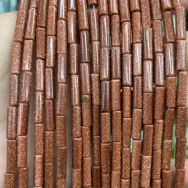 Gold Sandstone Tube Beads 4x13mm 15''