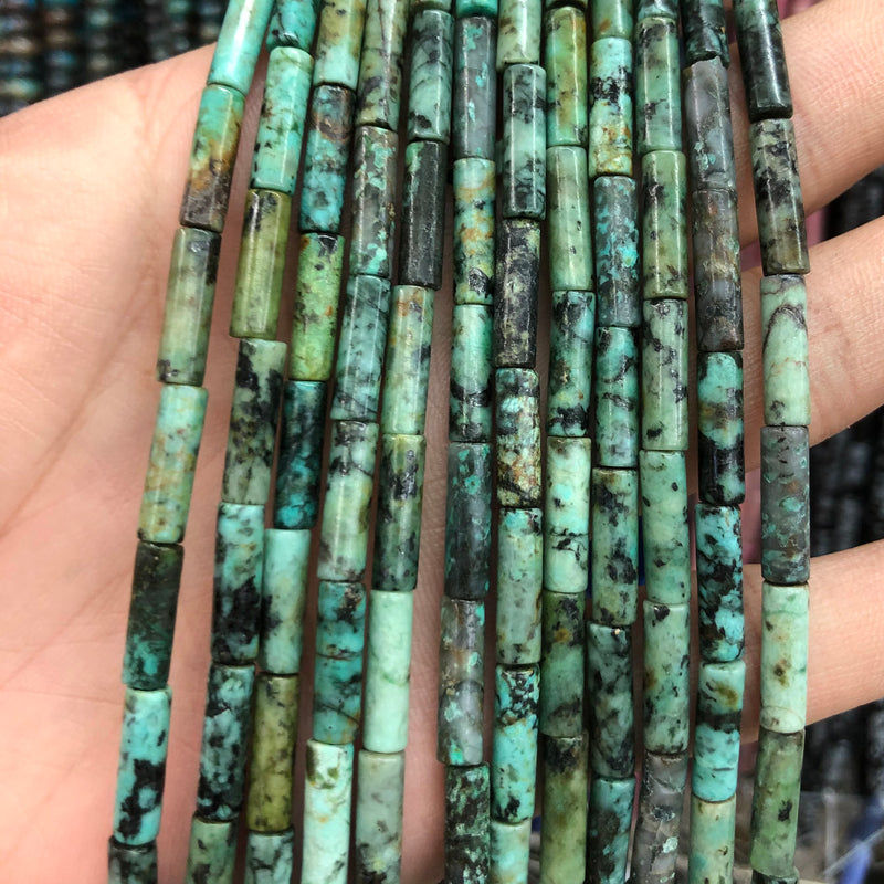 African Turquoise Tube Beads 4x13mm 15''