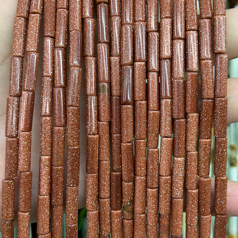 Gold Sandstone Tube Beads 4x13mm 15''