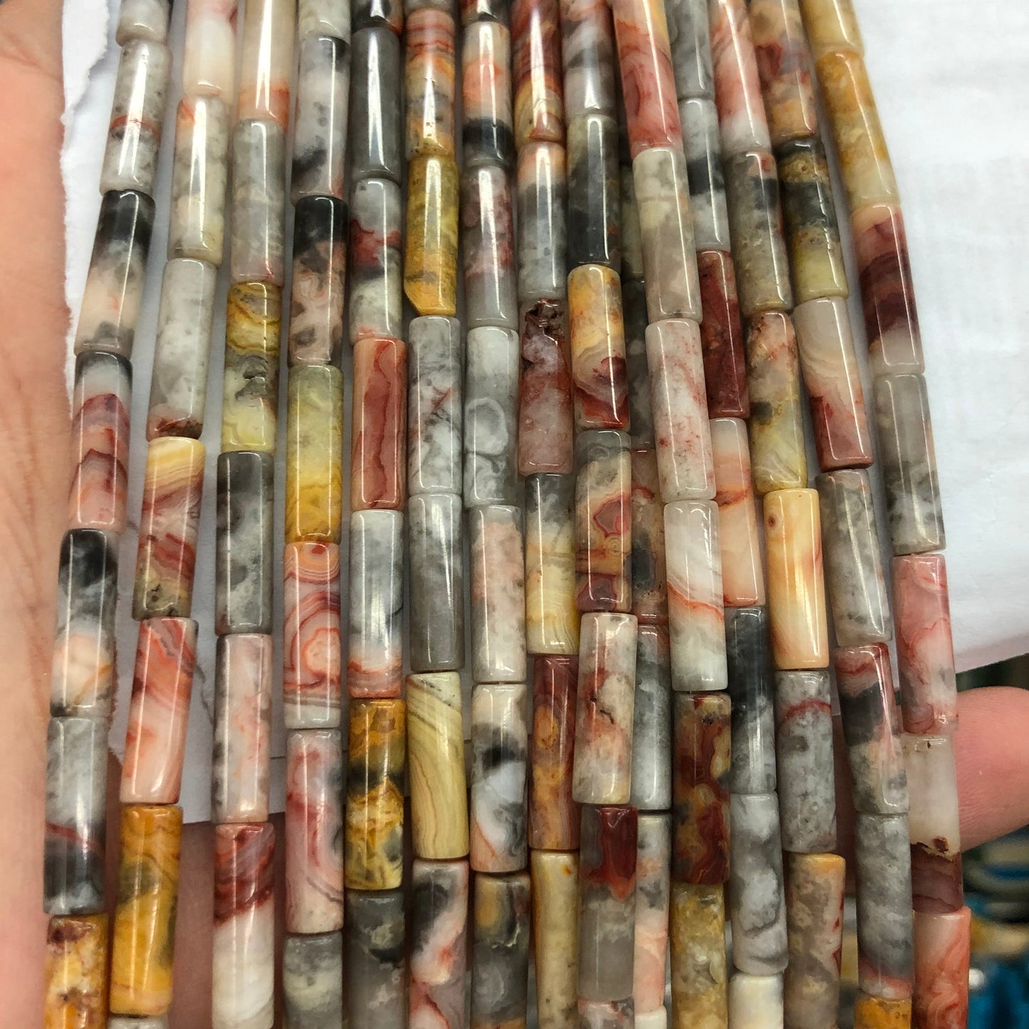 Crazy Agate Tube Beads 4x13mm