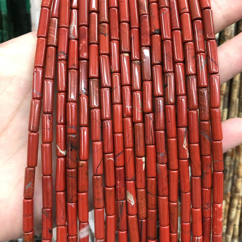 Red Jasper Tube Beads 4x13mm 15''
