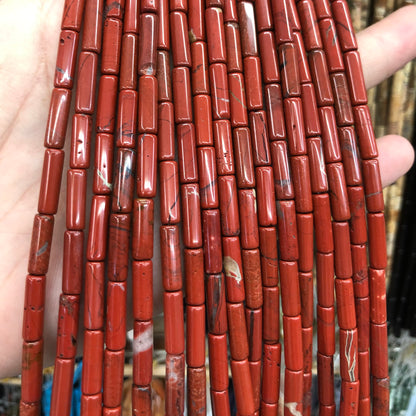 Red Jasper Tube Beads 4x13mm