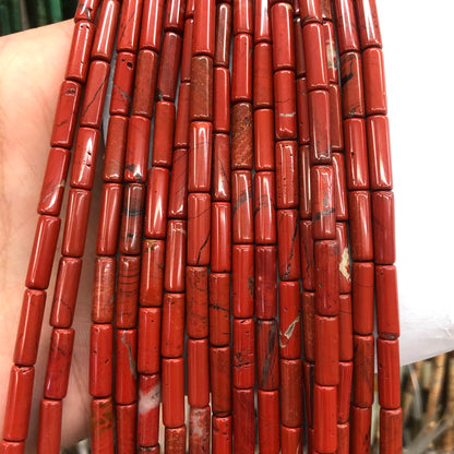 Red Jasper Tube Beads 4x13mm