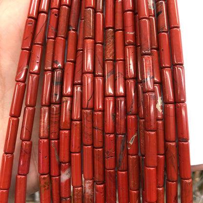 Red Jasper Tube Beads 4x13mm