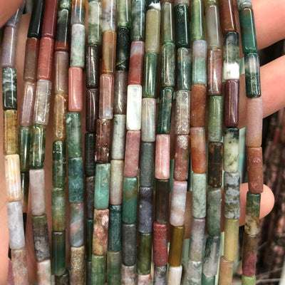 Indian Agate Tube Beads 4x13mm