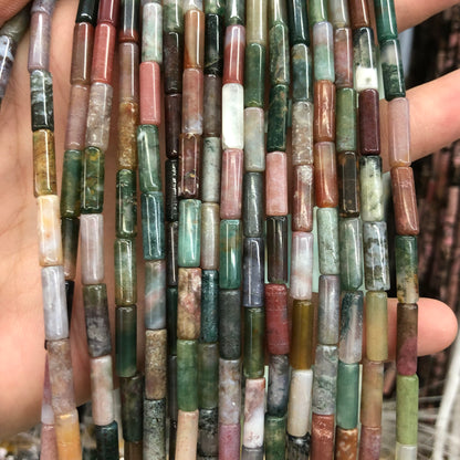 Indian Agate Tube Beads 4x13mm