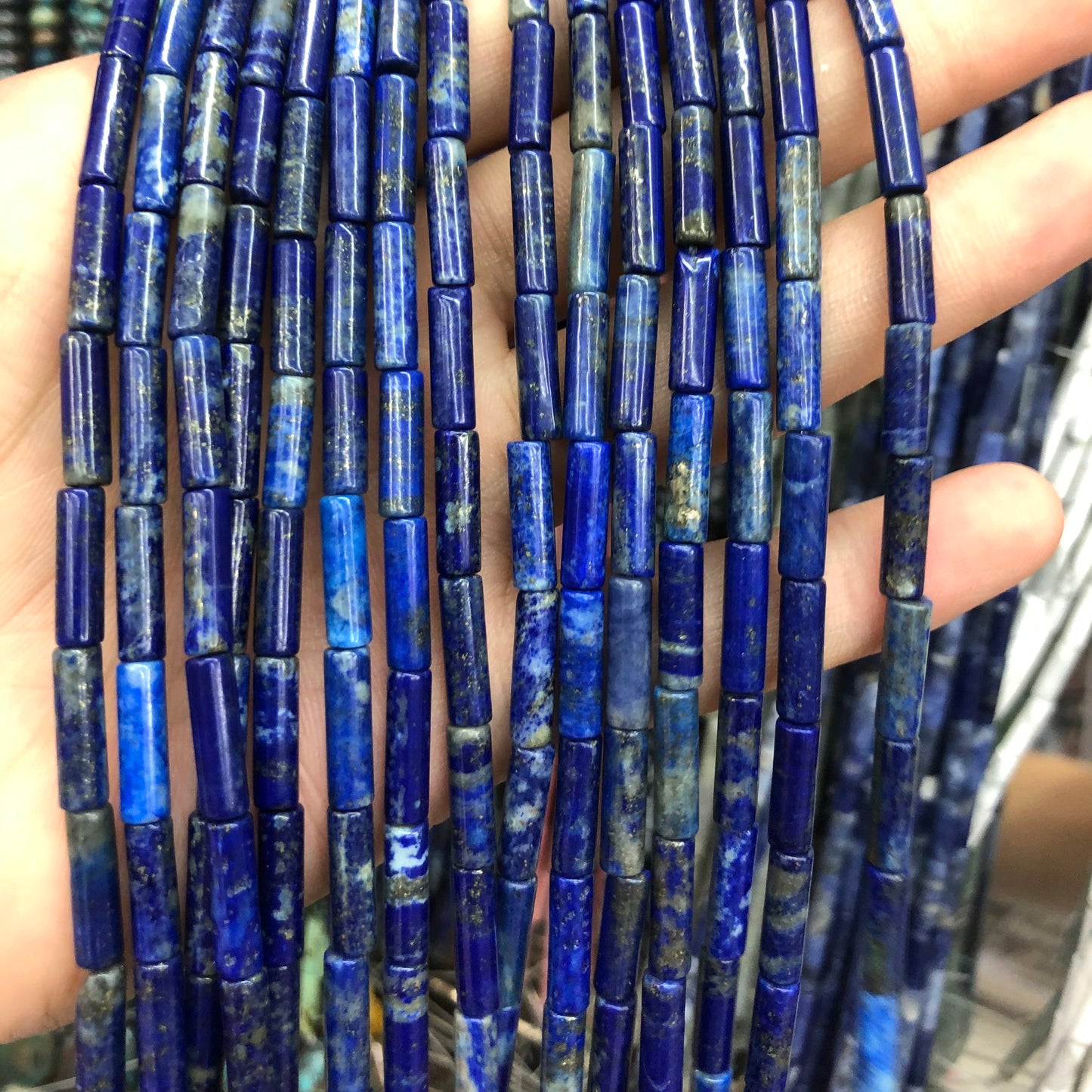 Lapis Lazuli Tube Beads 4x13mm