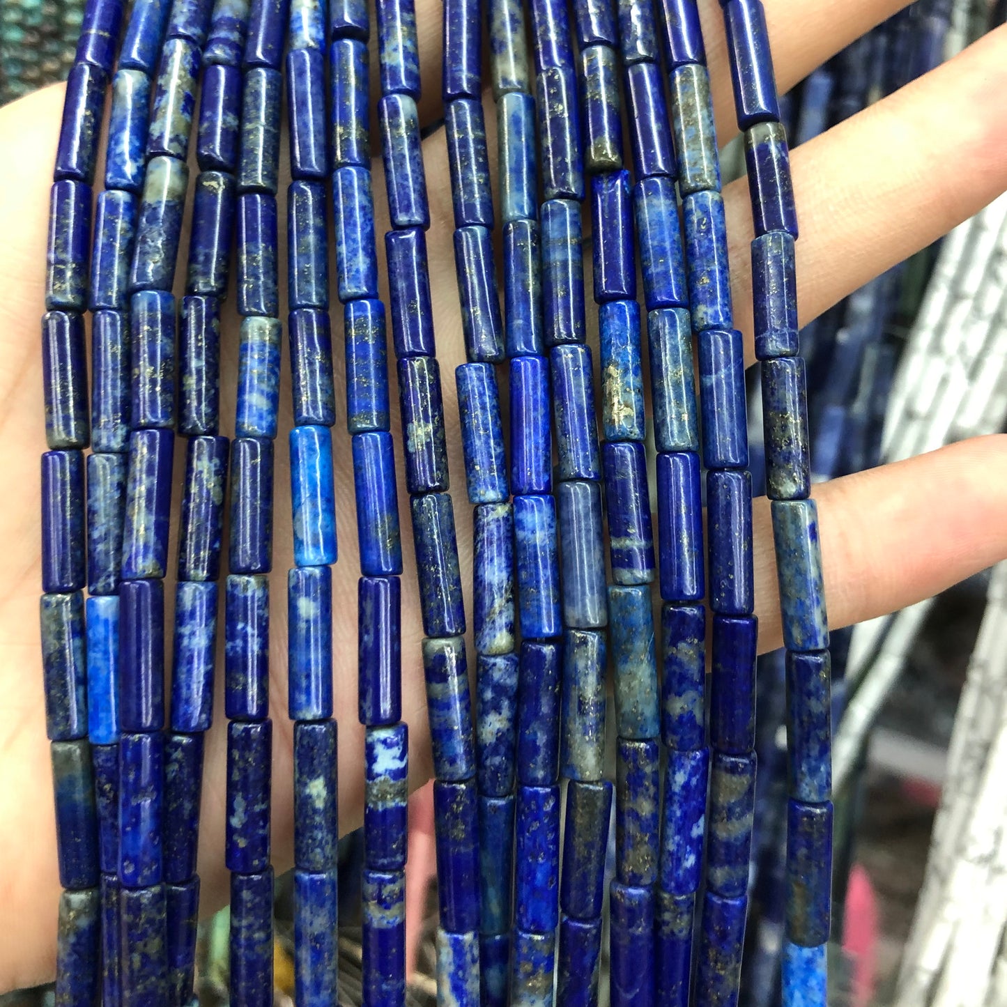 Lapis Lazuli Tube Beads 4x13mm