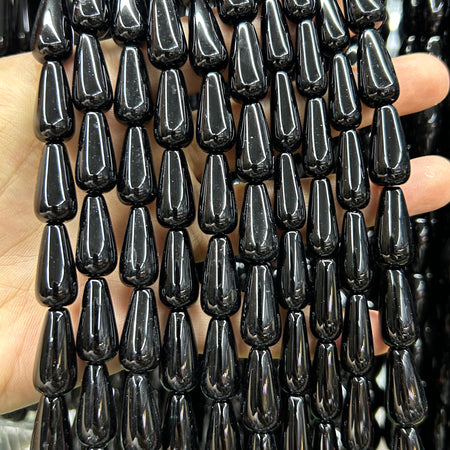 Black Onyx Teardrop Beads 15''