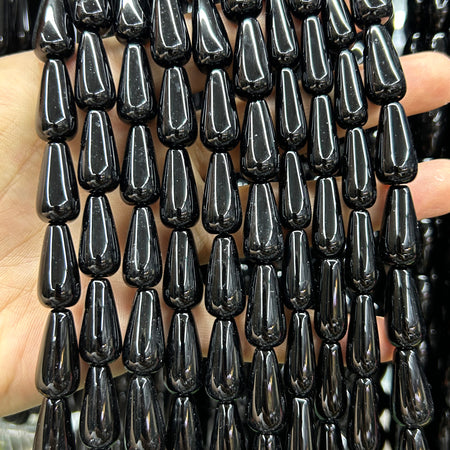 Black Onyx Teardrop Beads 15''