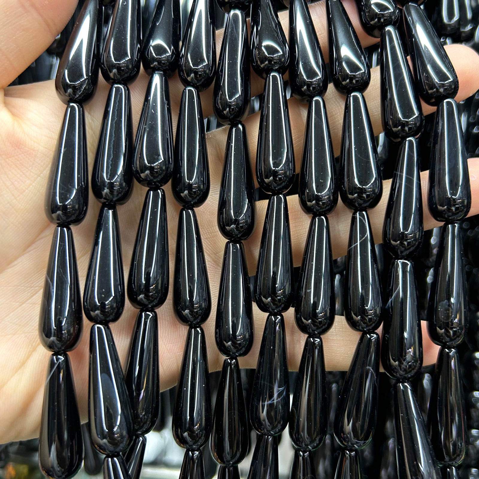 Sort onyx dråbe facetterede perler Naturlige ædelstensperler 6x9 mm 8x12 mm, 8x25 mm 10x30 mm