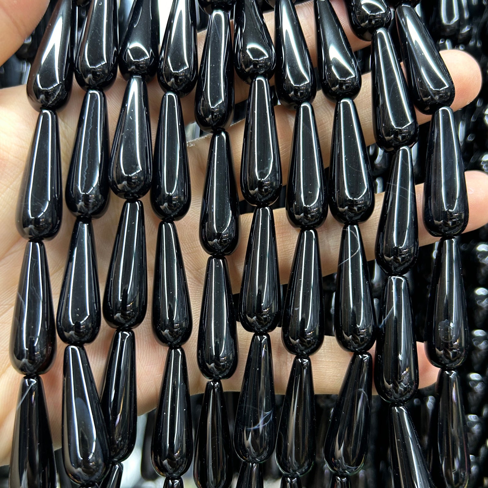 Sort onyx dråbe facetterede perler Naturlige ædelstensperler 6x9 mm 8x12 mm, 8x25 mm 10x30 mm