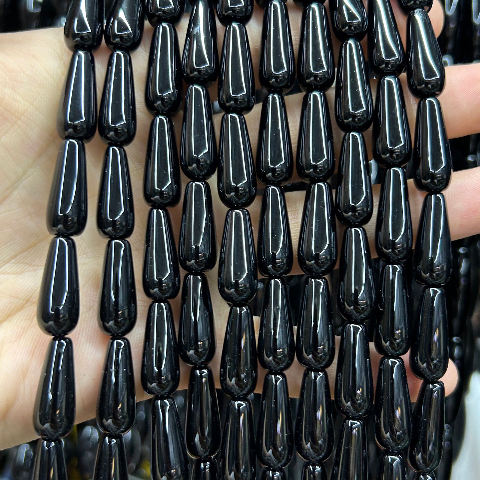 Sort onyx dråbe facetterede perler Naturlige ædelstensperler 6x9 mm 8x12 mm, 8x25 mm 10x30 mm