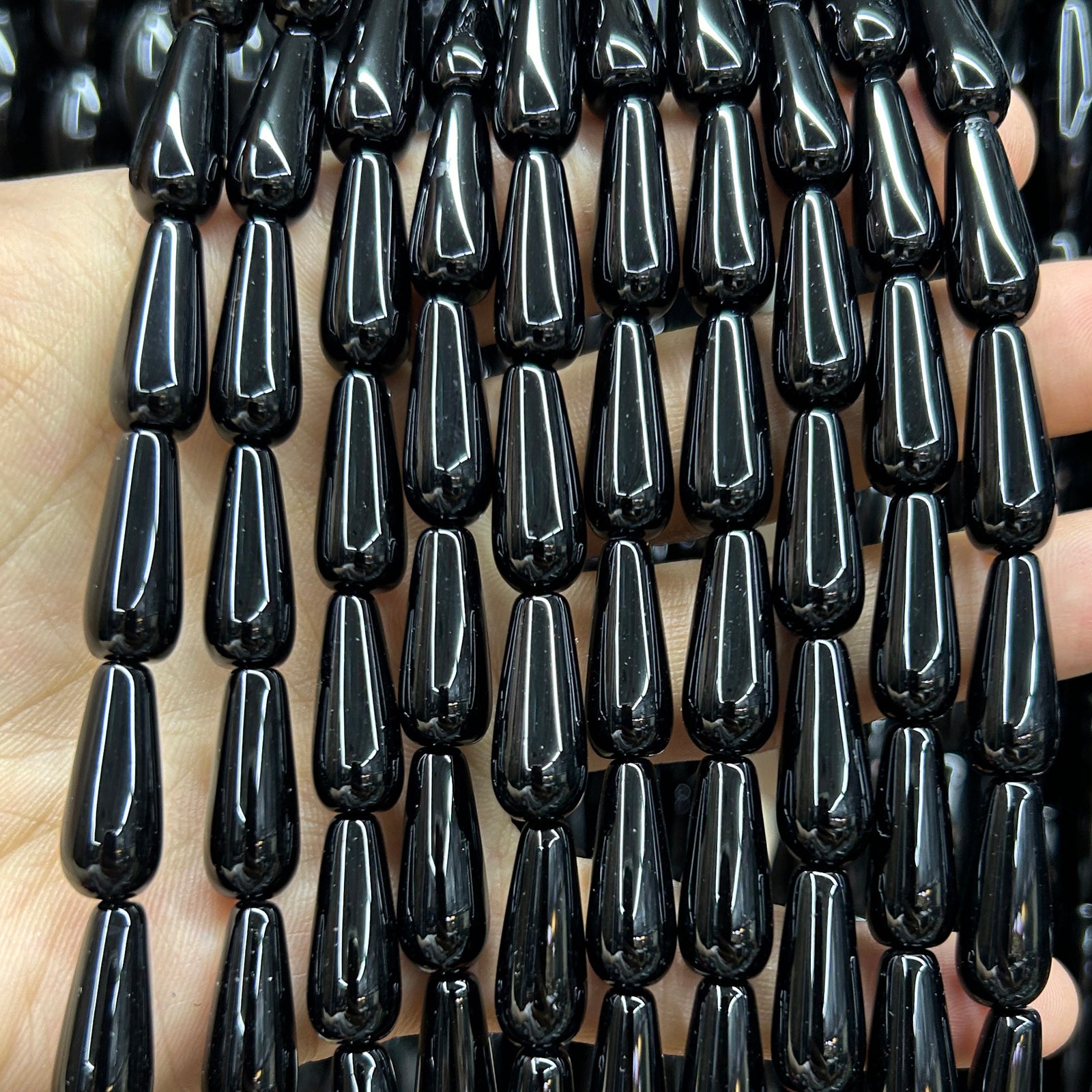 Sort onyx dråbe facetterede perler Naturlige ædelstensperler 6x9 mm 8x12 mm, 8x25 mm 10x30 mm