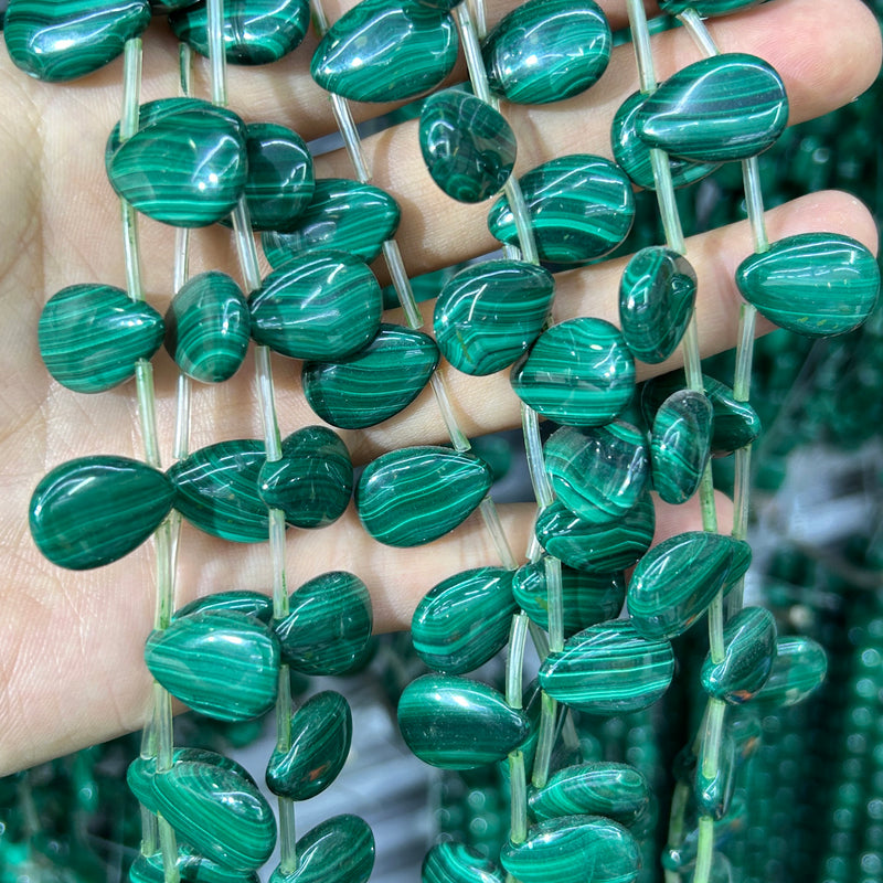 Perles en forme de larme de malachite véritable 10x14mm 13x18mm 15x20mm 15''