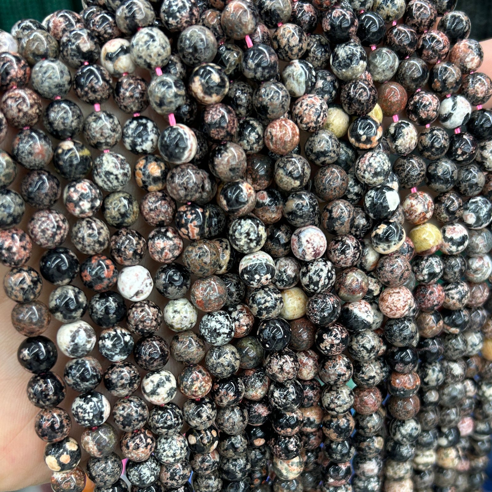 Red Snowflake Obsidian Beads 8mm 15''
