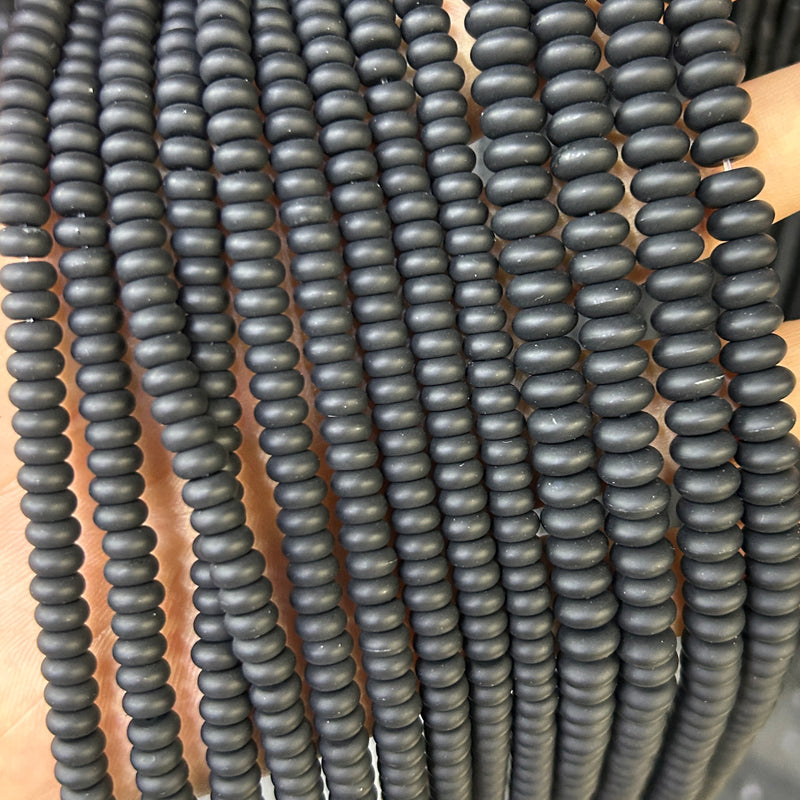 Onyx Rondelle Matte Beads 15''