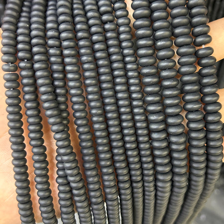 Sorte Onyx Rondelle matte perler Naturlige ædelstensperler 2x4 mm 15''