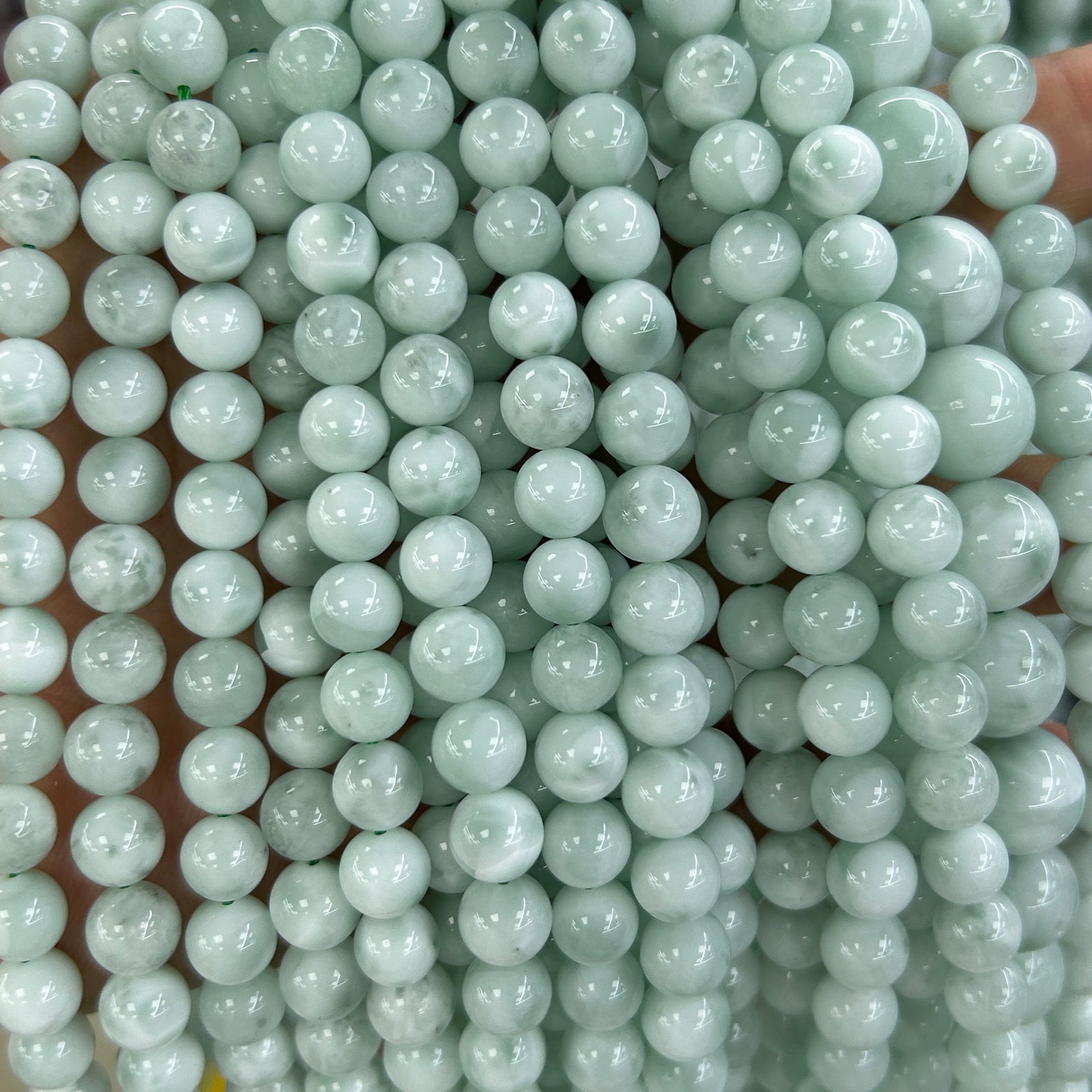 Perles d'angélite vertes 4 mm 6 mm 8 mm 10 mm 12 mm 15''