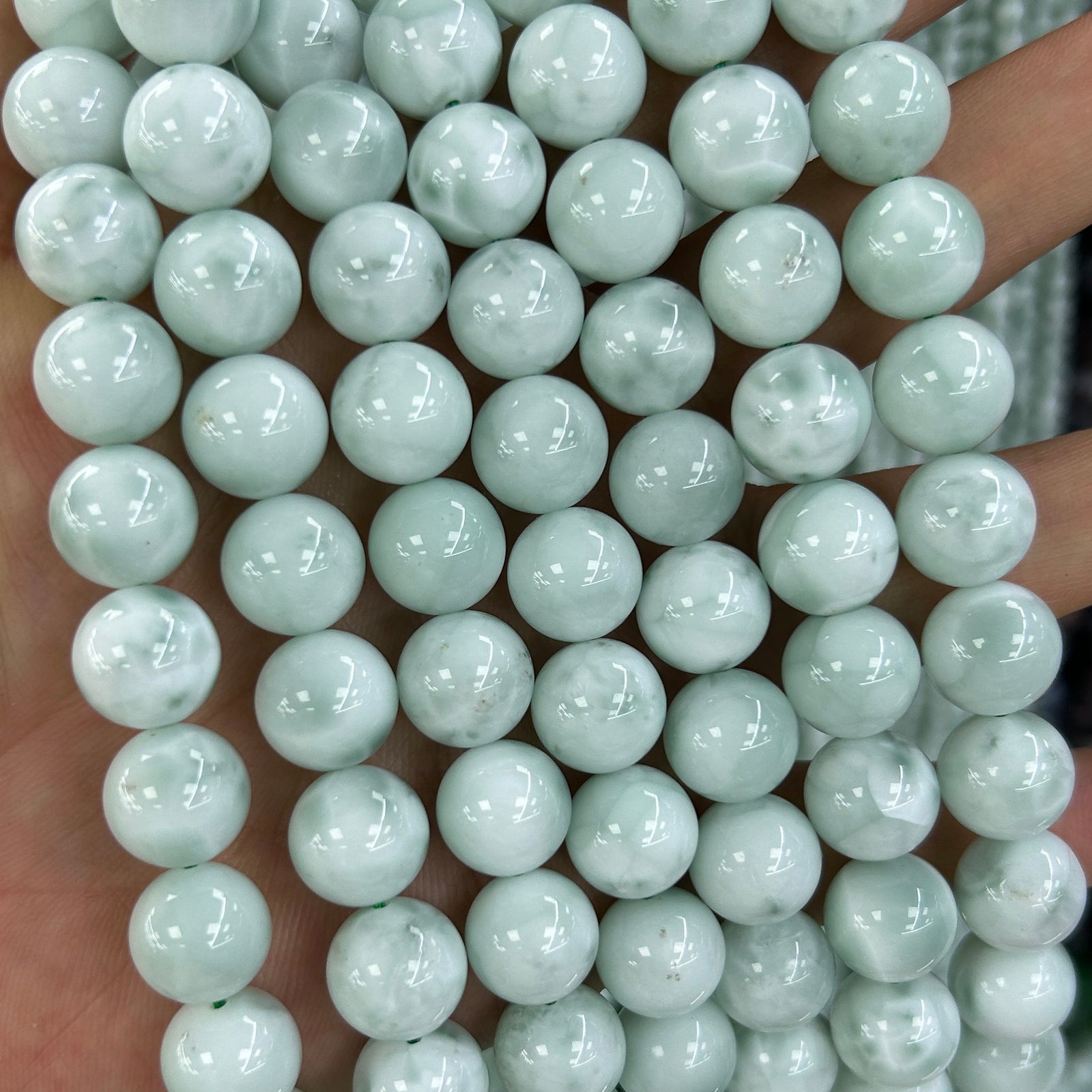 Perles d'angélite vertes 4 mm 6 mm 8 mm 10 mm 12 mm 15''