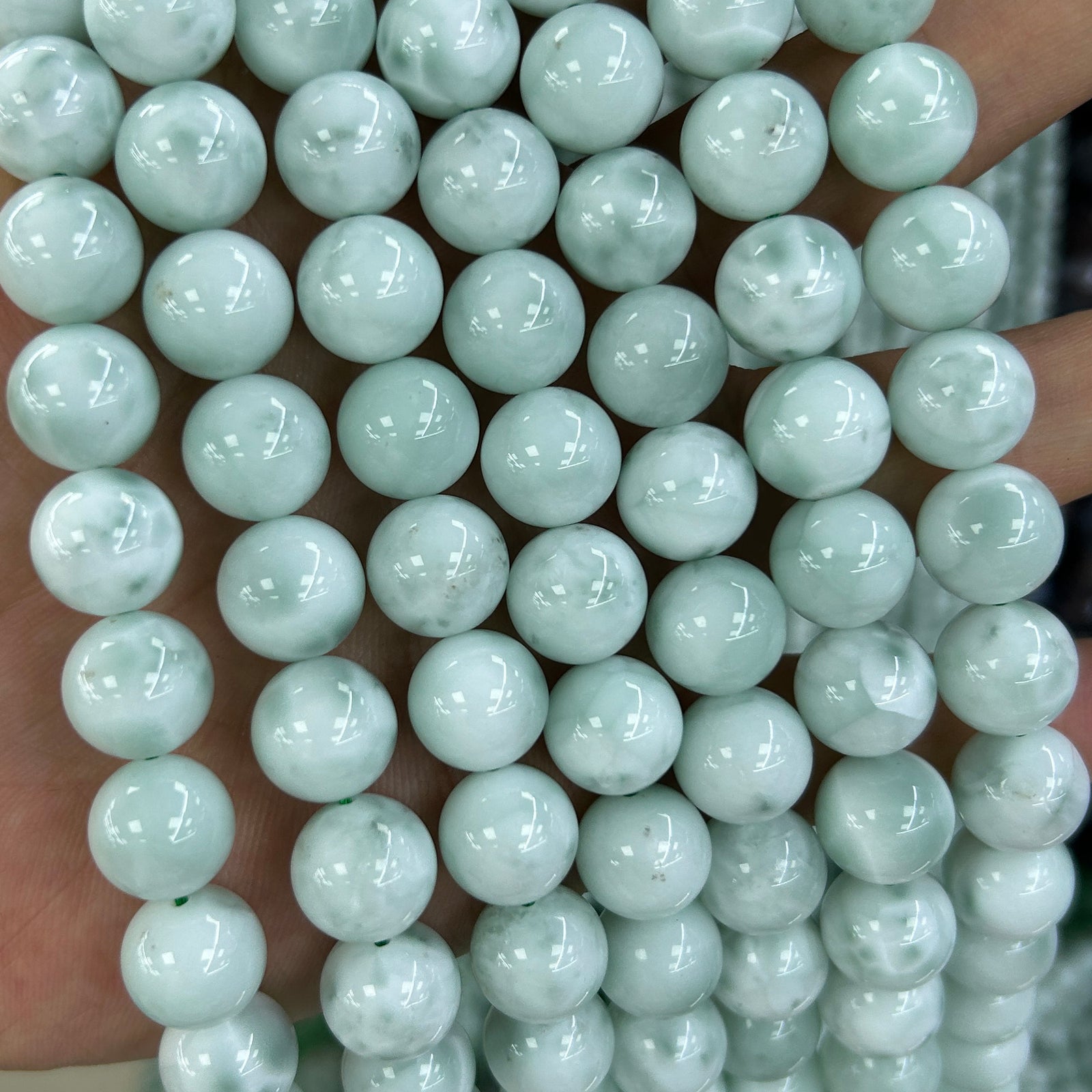 Perles d'angélite vertes 4 mm 6 mm 8 mm 10 mm 12 mm 15''