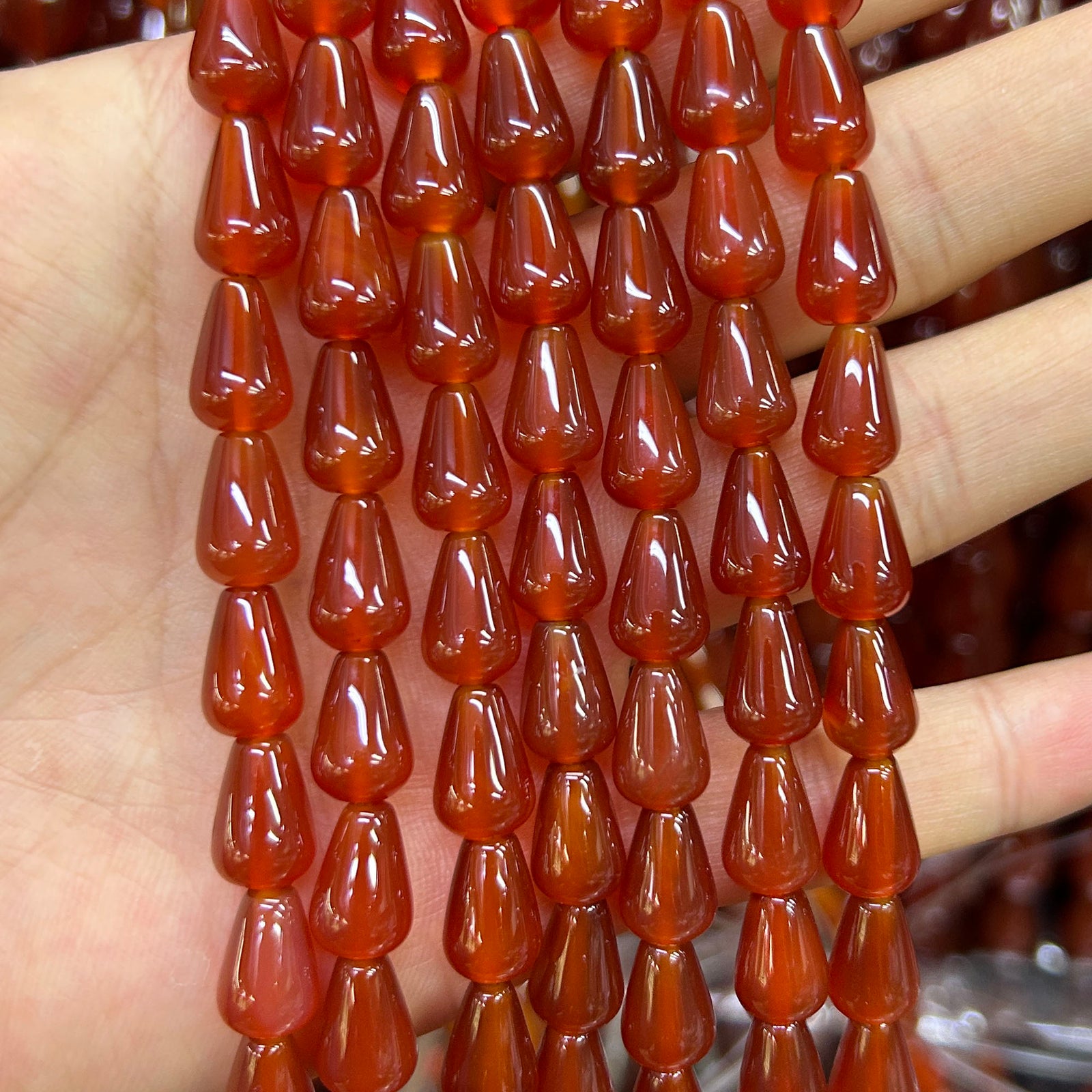 Carnelian Teardrop Beads 8x12mm 15''