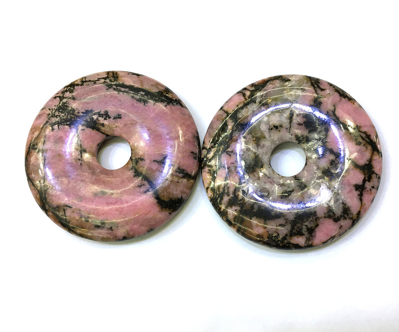 Black Rhodonite Donut Beads 30mm 40mm 50mm 1pc