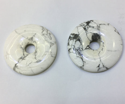 Howlite Donut Pendant 30mm 40mm 50mm 1pc
