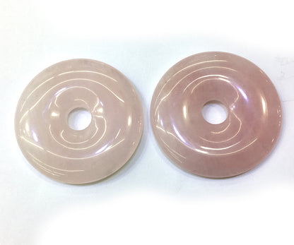 Rose Quartz Donut Pendant 30mm 40mm 50mm 1pc