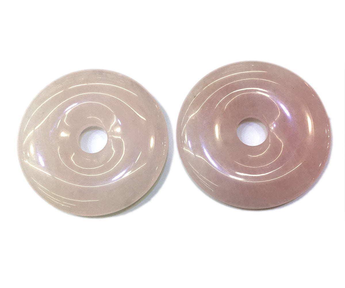 Rose Quartz Donut Pendant 30mm 40mm 50mm 1pc