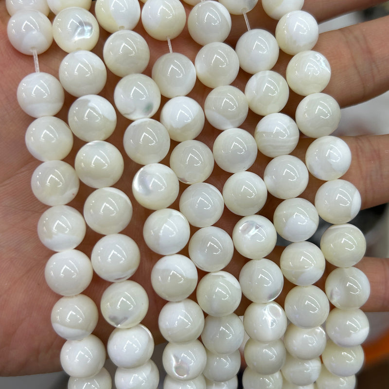 Perles de coquillage blanches 4 mm 6 mm 8 mm 10 mm 15''