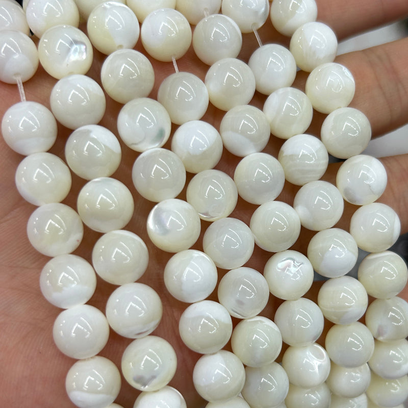 Perles de coquillage blanches 4 mm 6 mm 8 mm 10 mm 15''