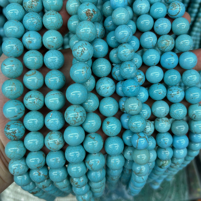 Perles en pierre turquoise bleue 4 mm 6 mm 8 mm 10 mm 12 mm 15''