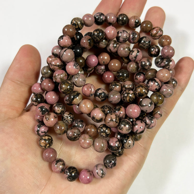 Sort Rhodonit Armbånd 8''