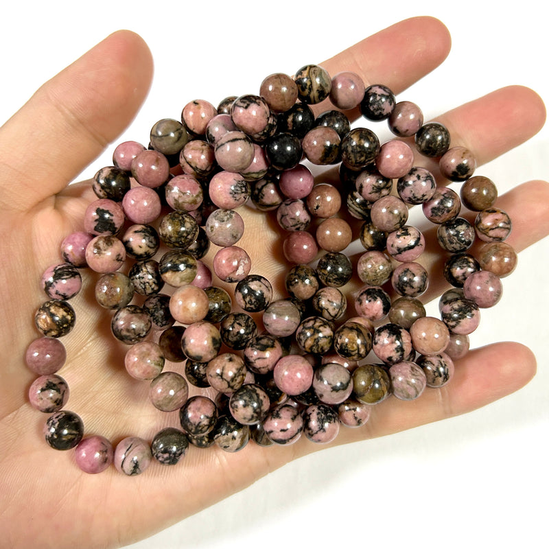 Sort Rhodonit Armbånd 8''