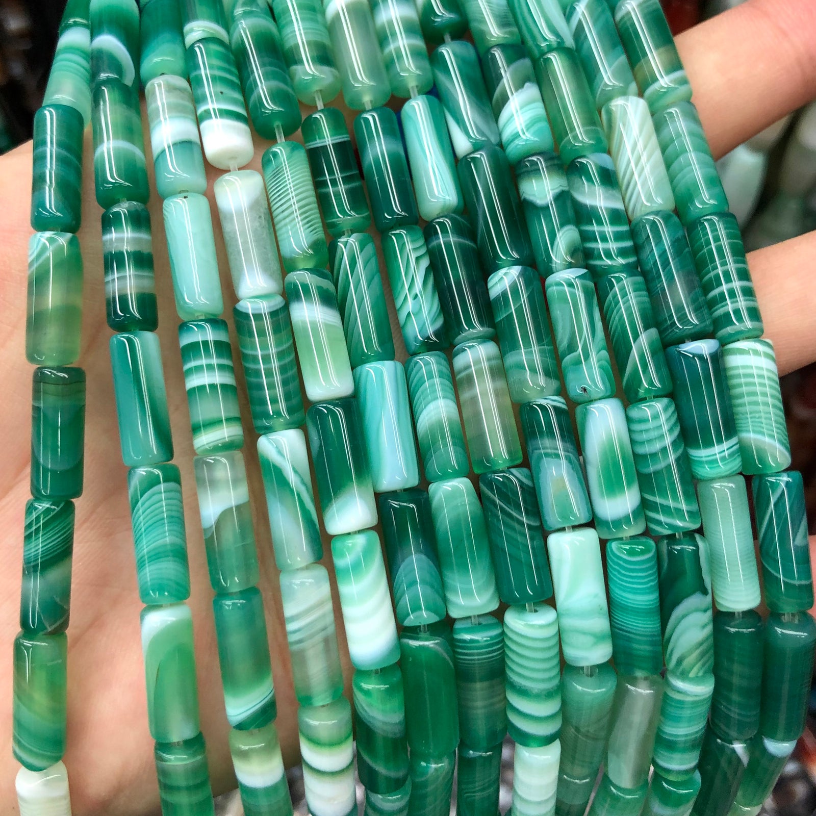 Brune Agat Rørperler 4x13mm 6x16mm 10x14mm 15x17mm