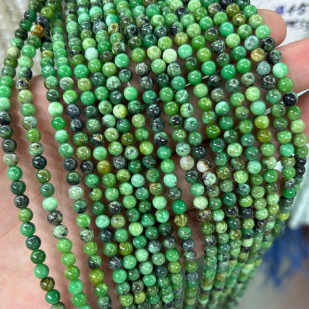 Perles de cyanite, d'aigue-marine, d'agate bleue, de variscite et de grenat vert de 4 mm, 38 cm