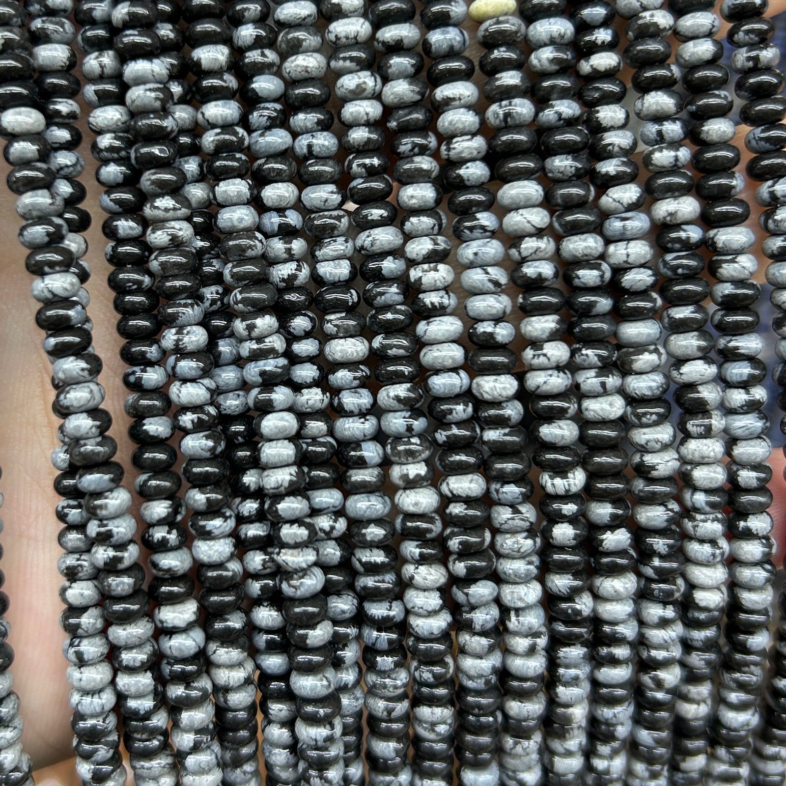 Snowflake Obsidian Rondelle Beads 15''