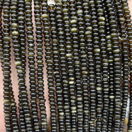 Gold Obsidian Rondelle Beads 15''