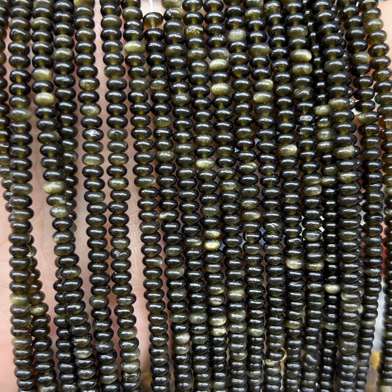 Gold Obsidian Rondelle Beads 15''