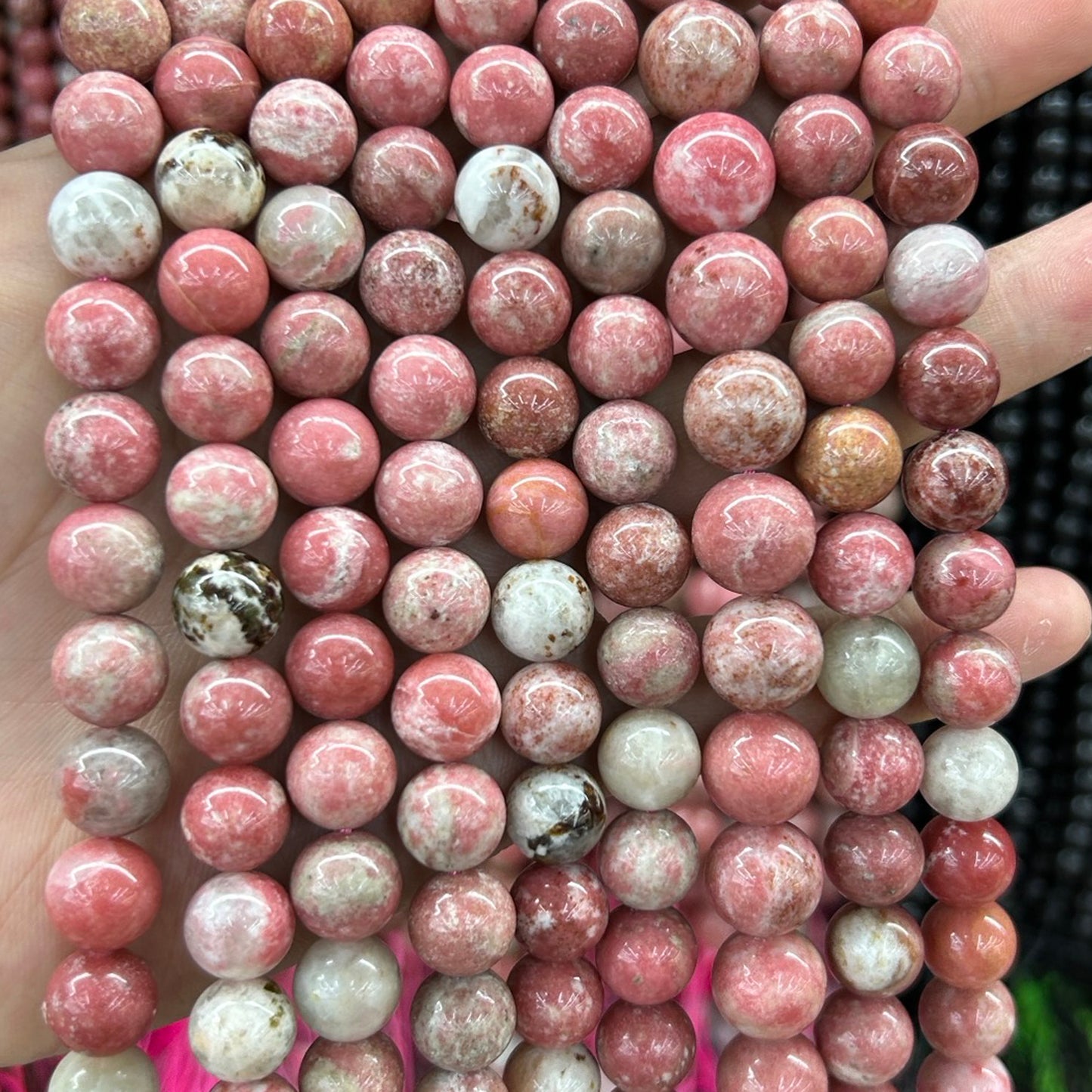 Red White Thulite Beads 6mm 8mm 10mm 15''