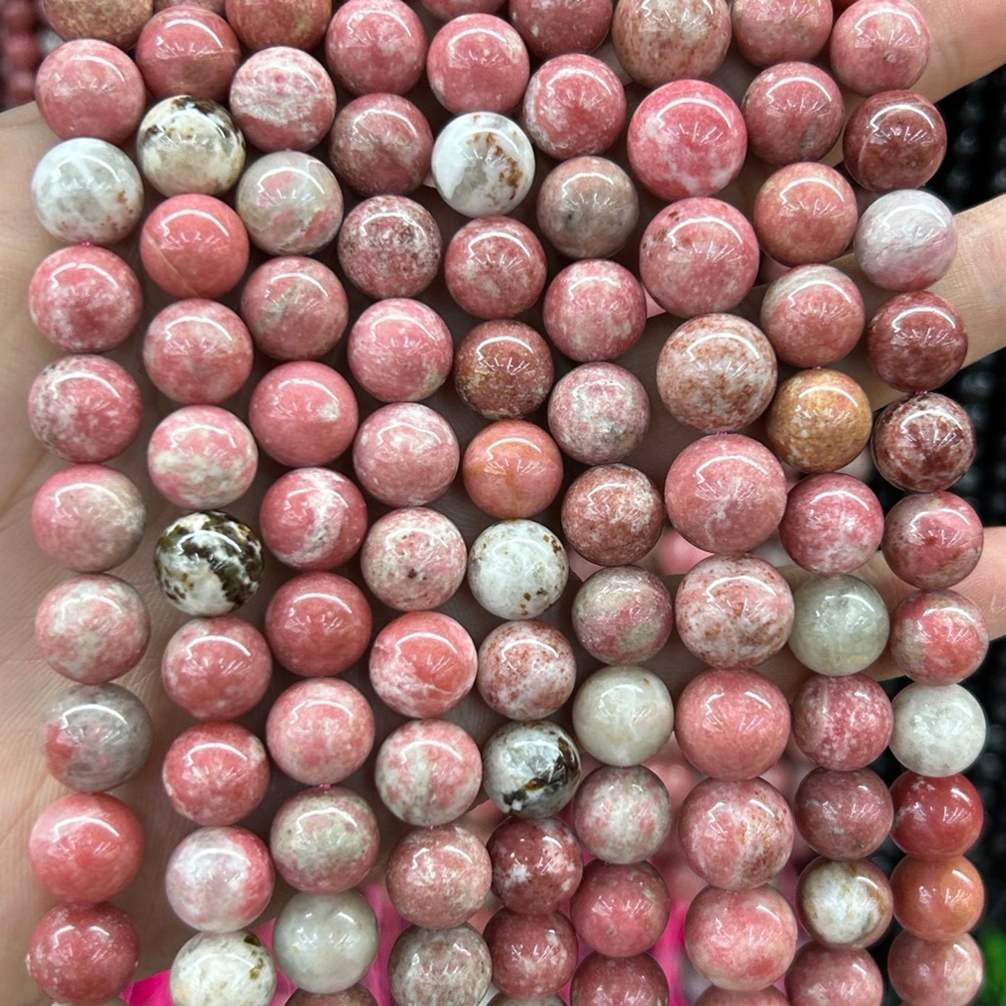 Red White Thulite Beads 6mm 8mm 10mm 15''