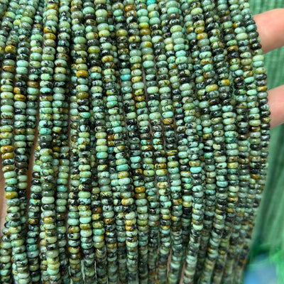 African Turquoise Rondelle Beads 15''