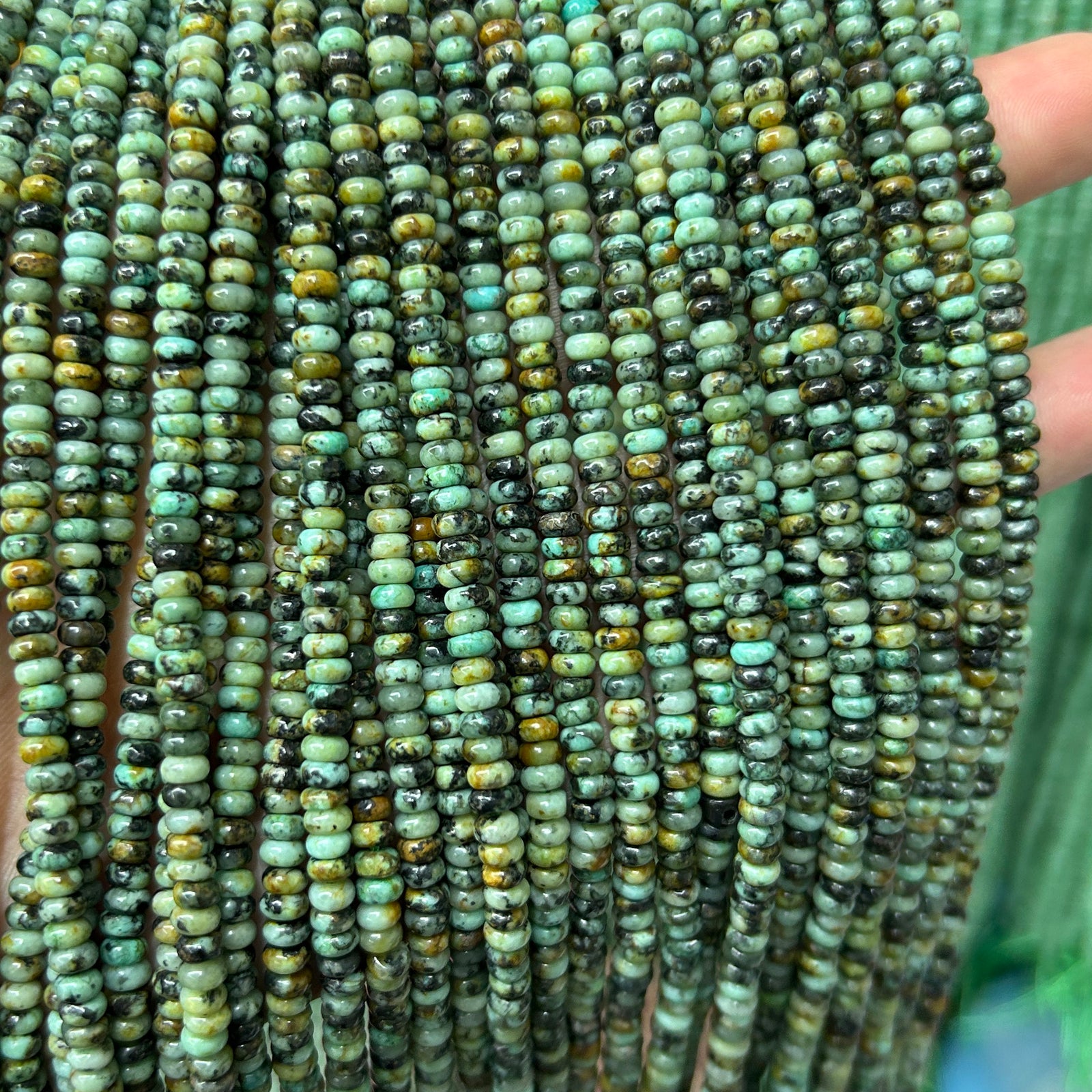 African Turquoise Rondelle Beads 15''