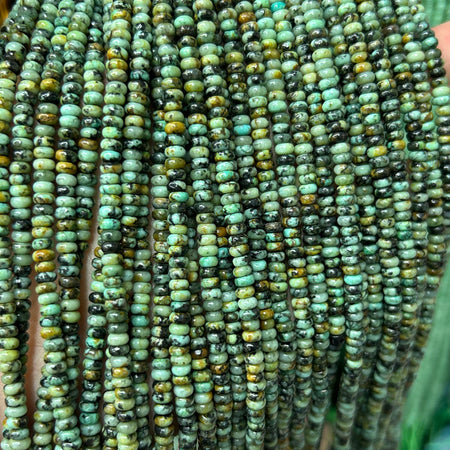 African Turquoise Rondelle Beads 15''