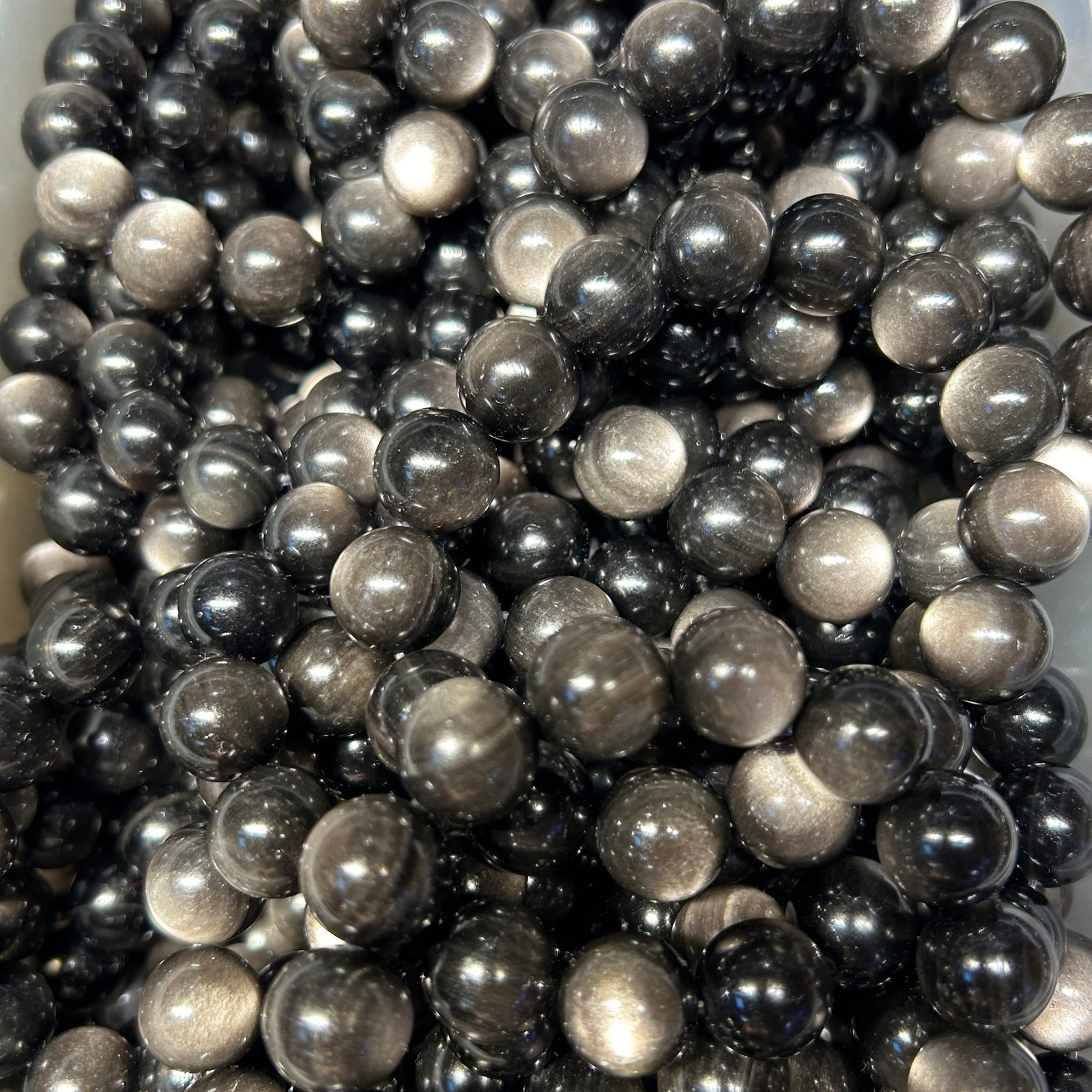 Sølv Obsidian Armbånd 8''