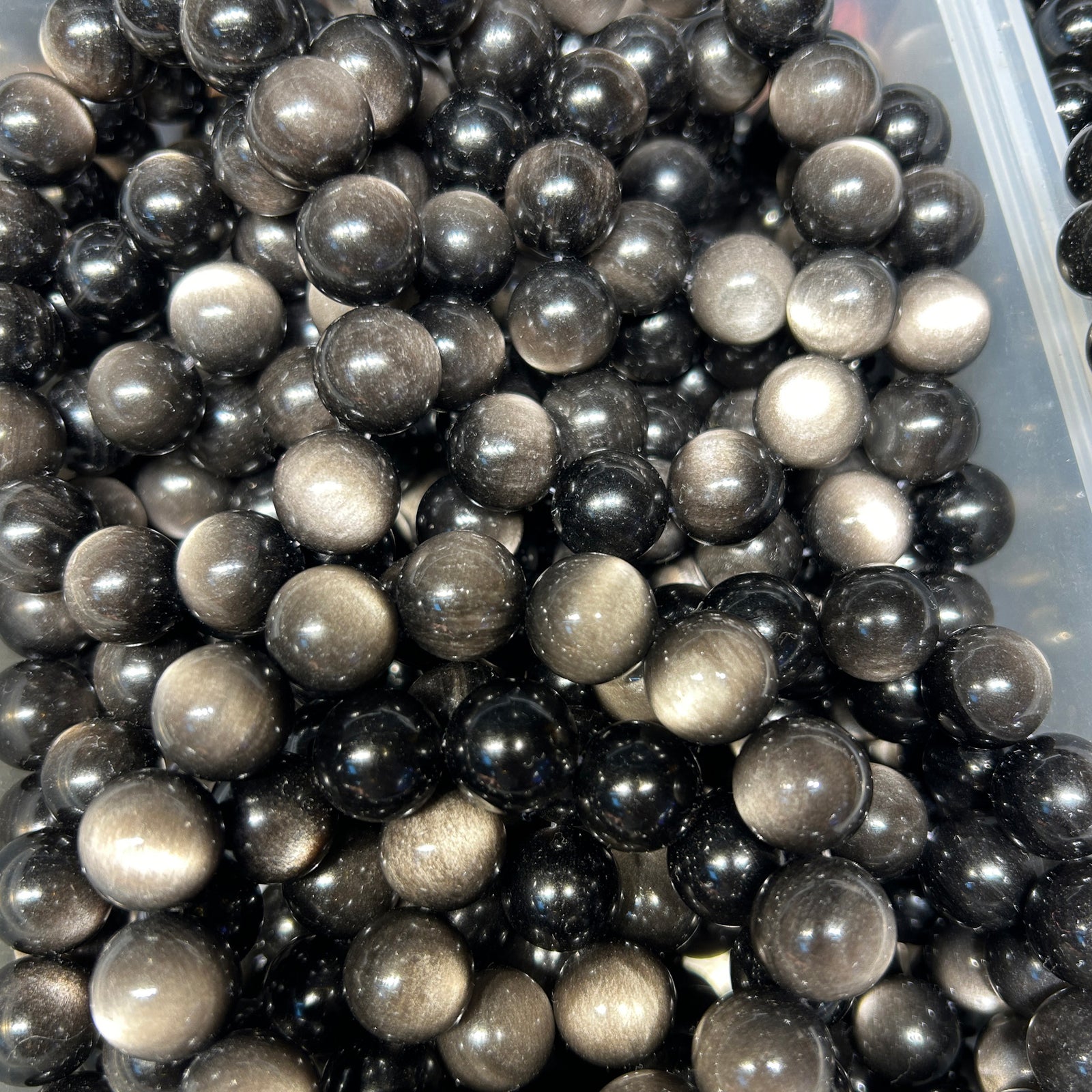 Sølv Obsidian Armbånd 8''