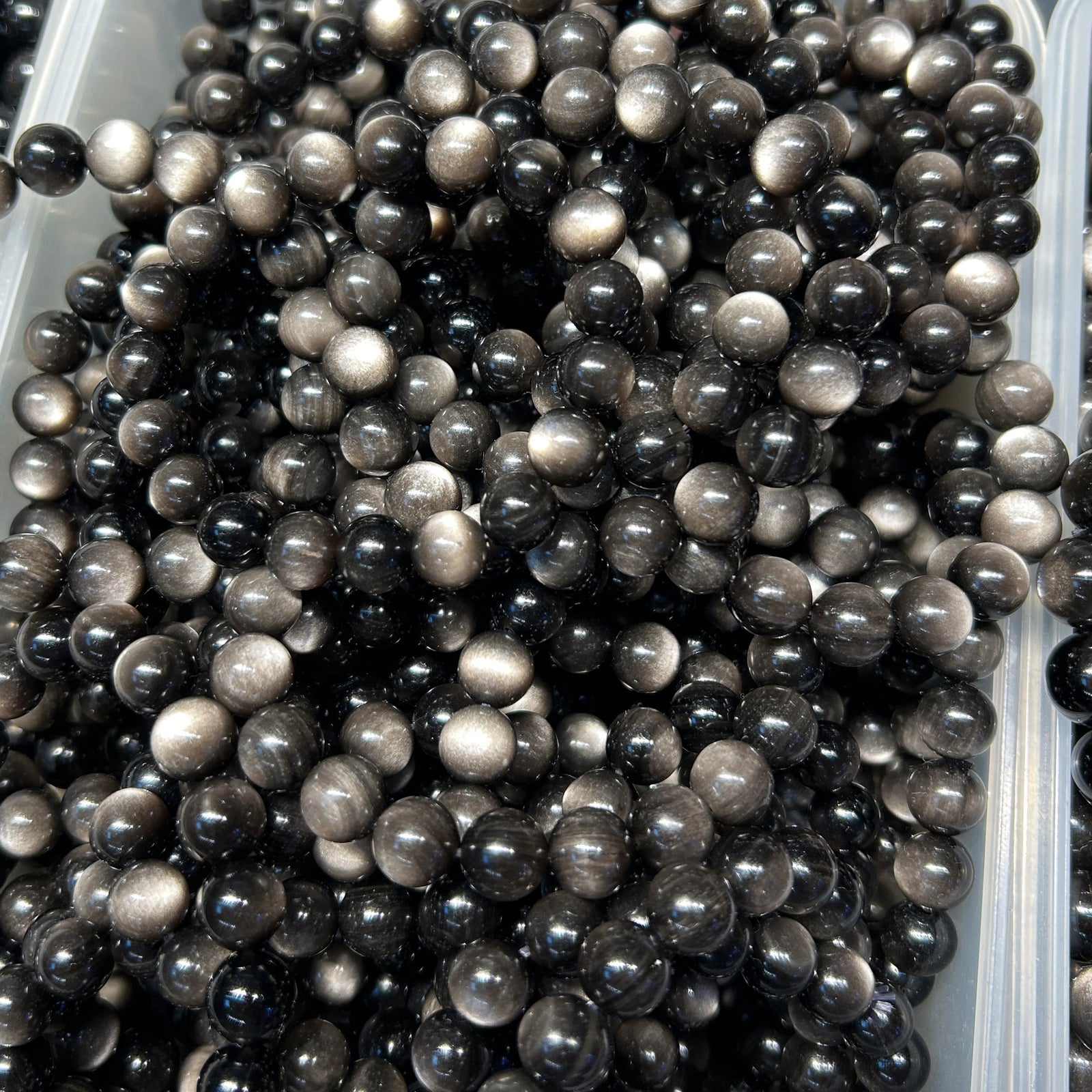 Sølv Obsidian Armbånd 8''